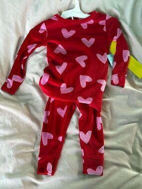 Target Red and Pink Heart-Print Kids Pajama Set